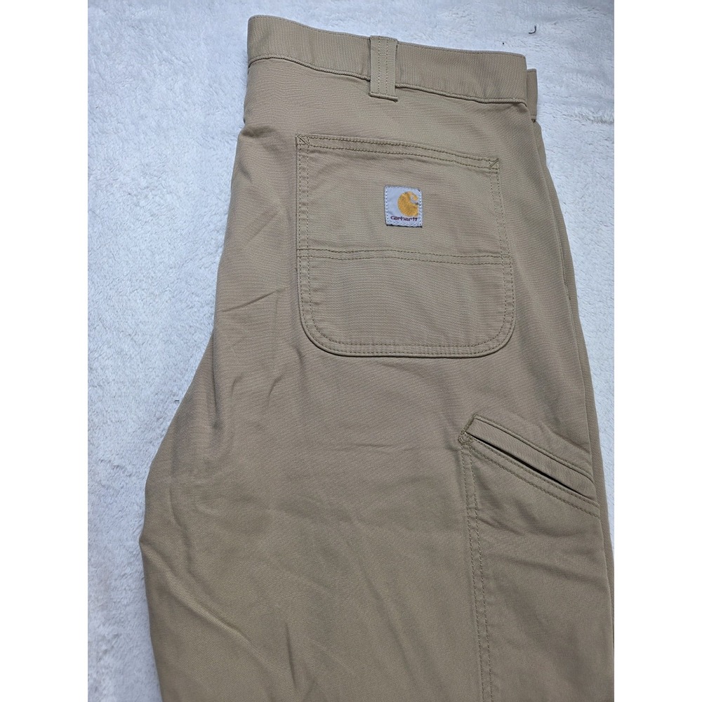 Carhartt Relaxed Fit Work Pants 38x30 Khaki Stretch Canvas Workwear Mens - Picture 3 of 14